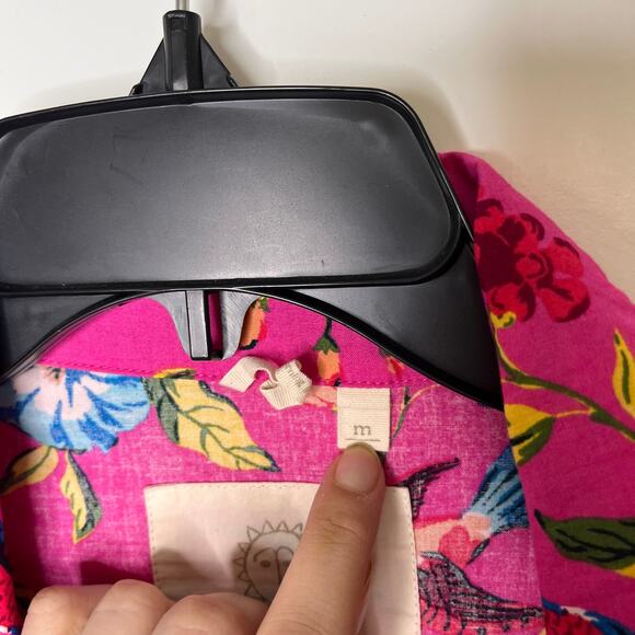 Printfresh Women's Pajama Top M Hummingbird Haven Pink Short Sleeve Floral PJs - Picture 7 of 8